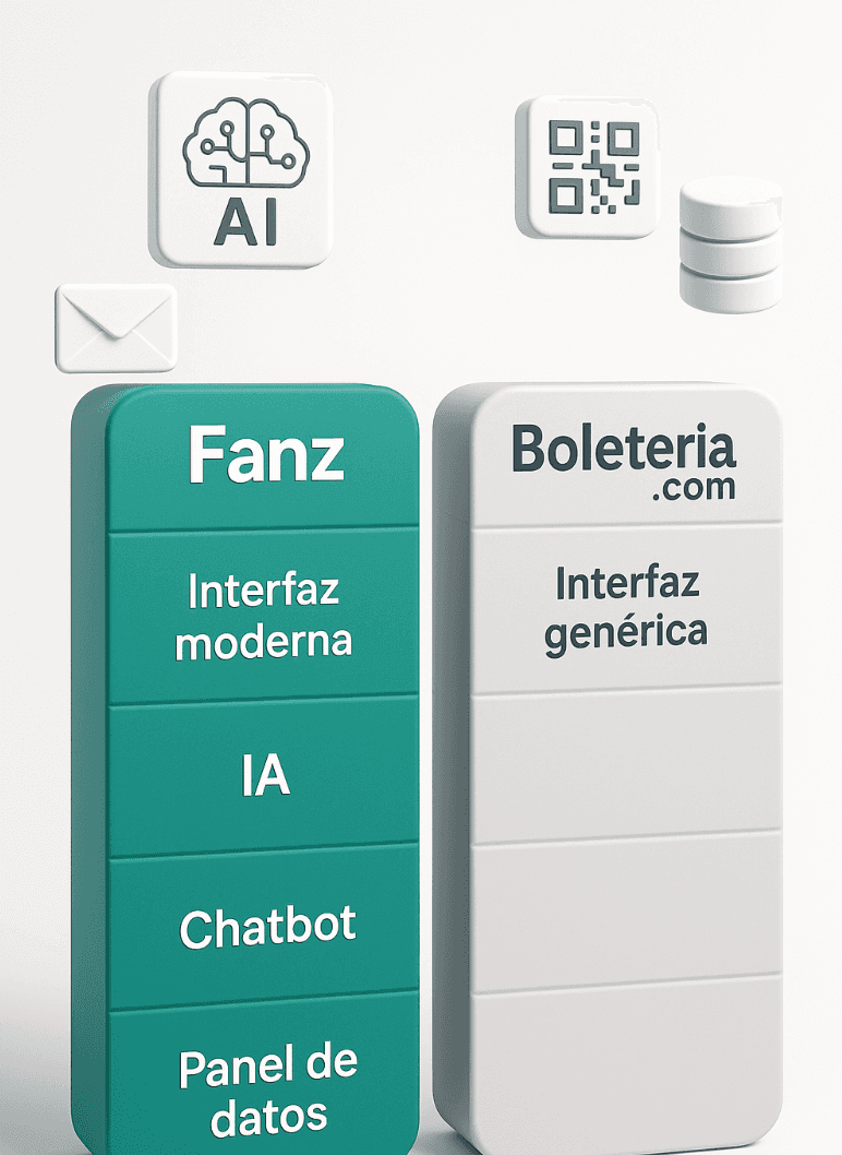 funcionalidades fanz vs boleteria