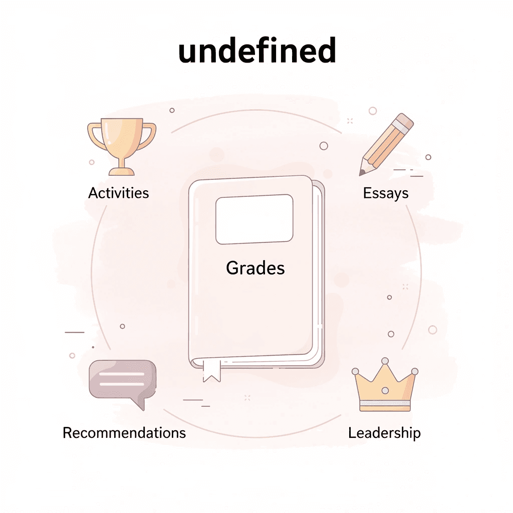 Infographic showing the five holistic factors Rice University considers in applications