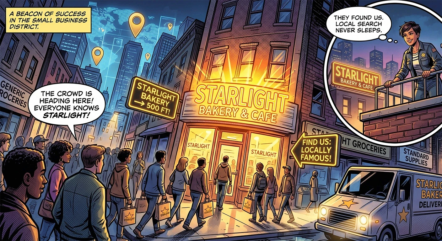 Crowd at Starlight Bakery, highlighted by RockN' Socials Digital Marketing Agency.