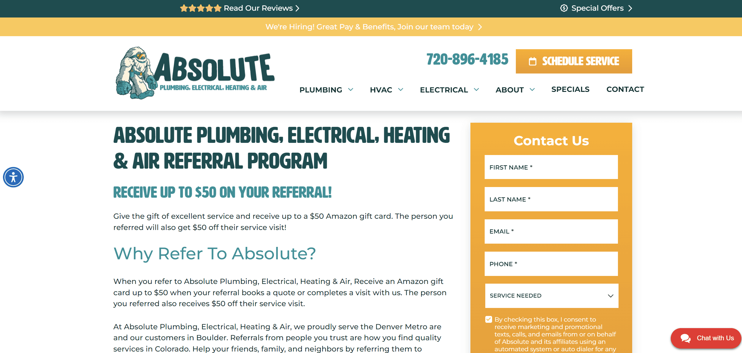 referral programs on electrician website