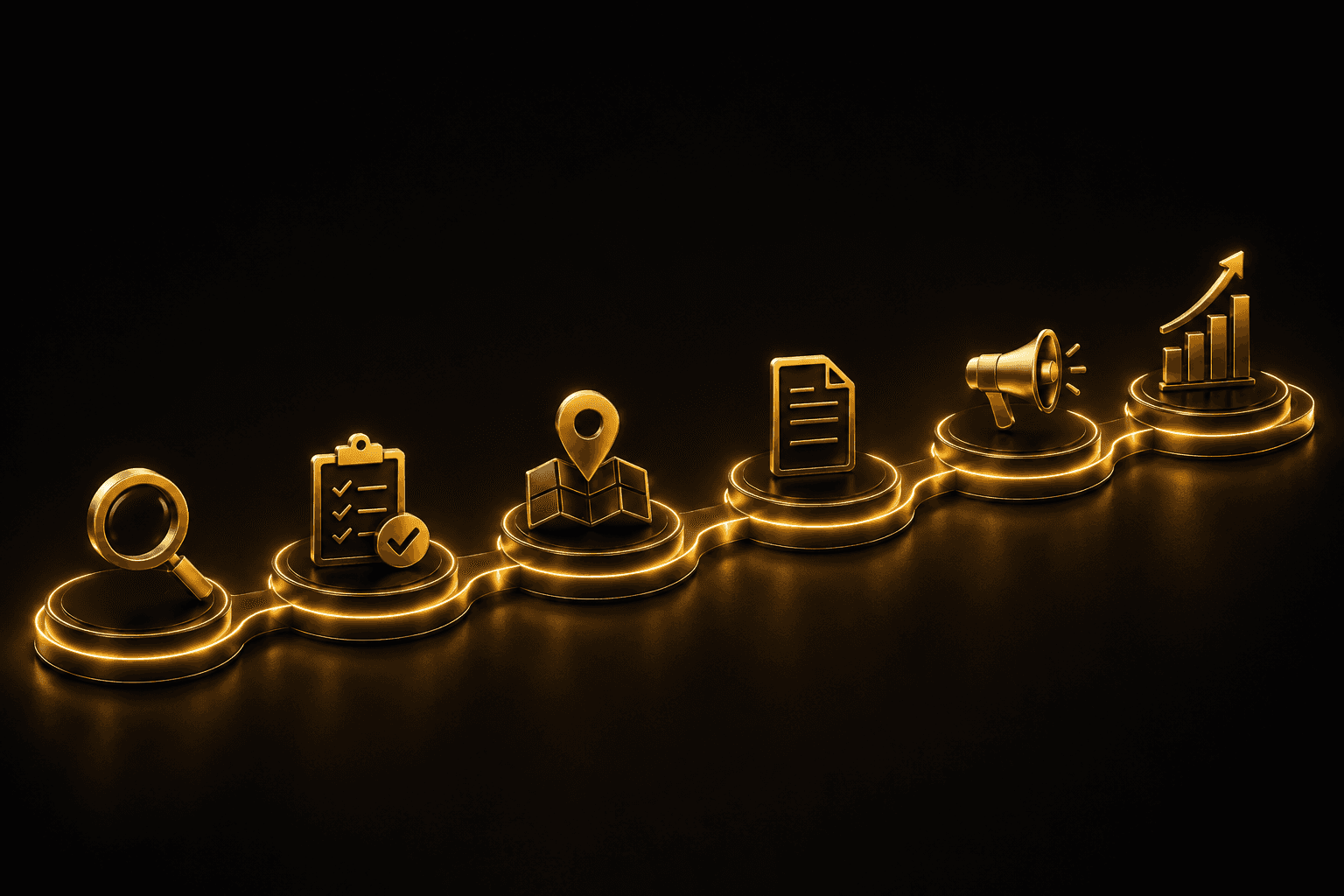 Structured market expansion roadmap covering assessment, market selection, compliance, execution, and international growth.