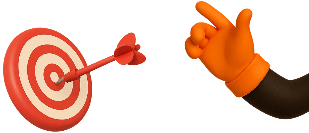 Mascort hand throwing arrow