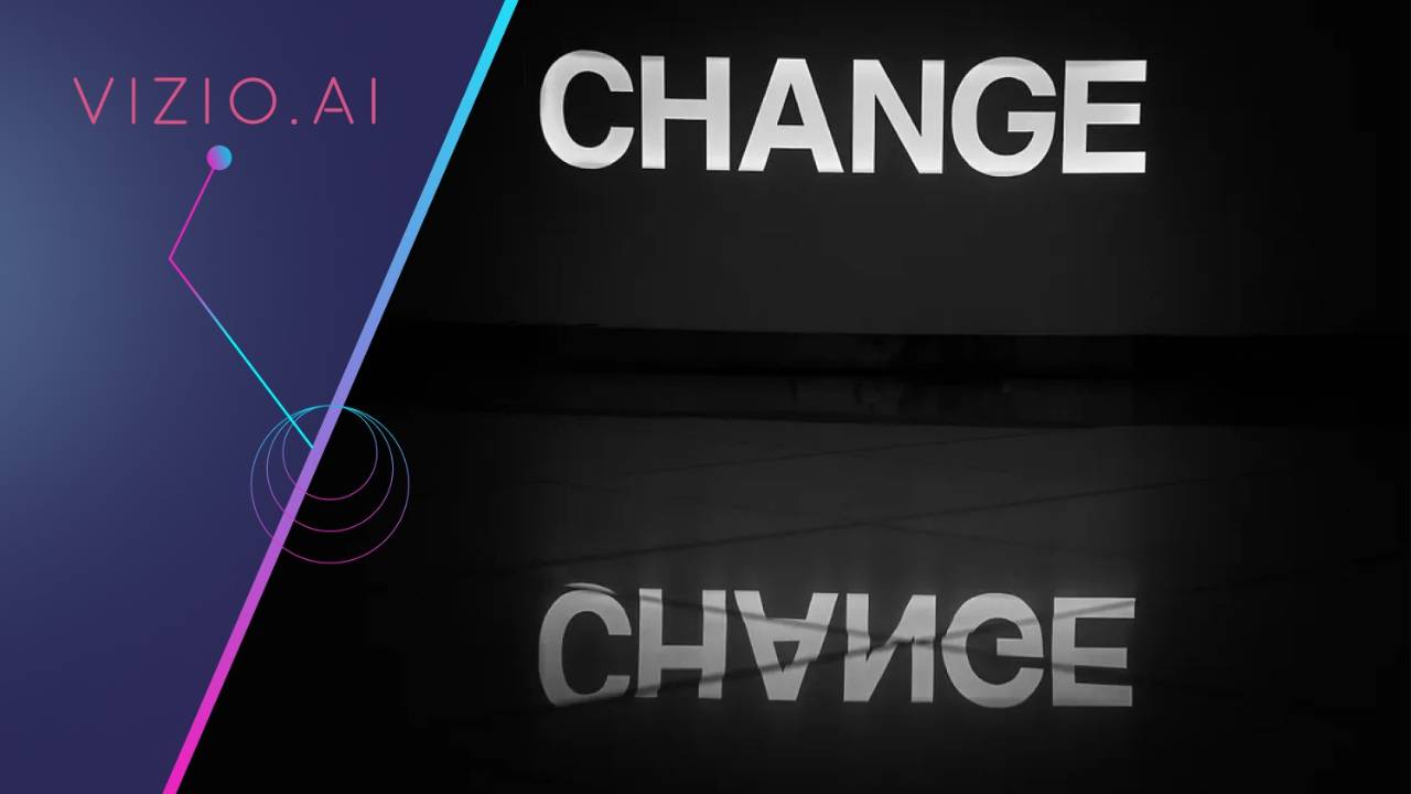 The word "Change" in white lettering with a mirrored reflection below.