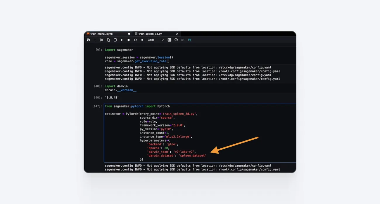 modifying the code repository to initiate model training