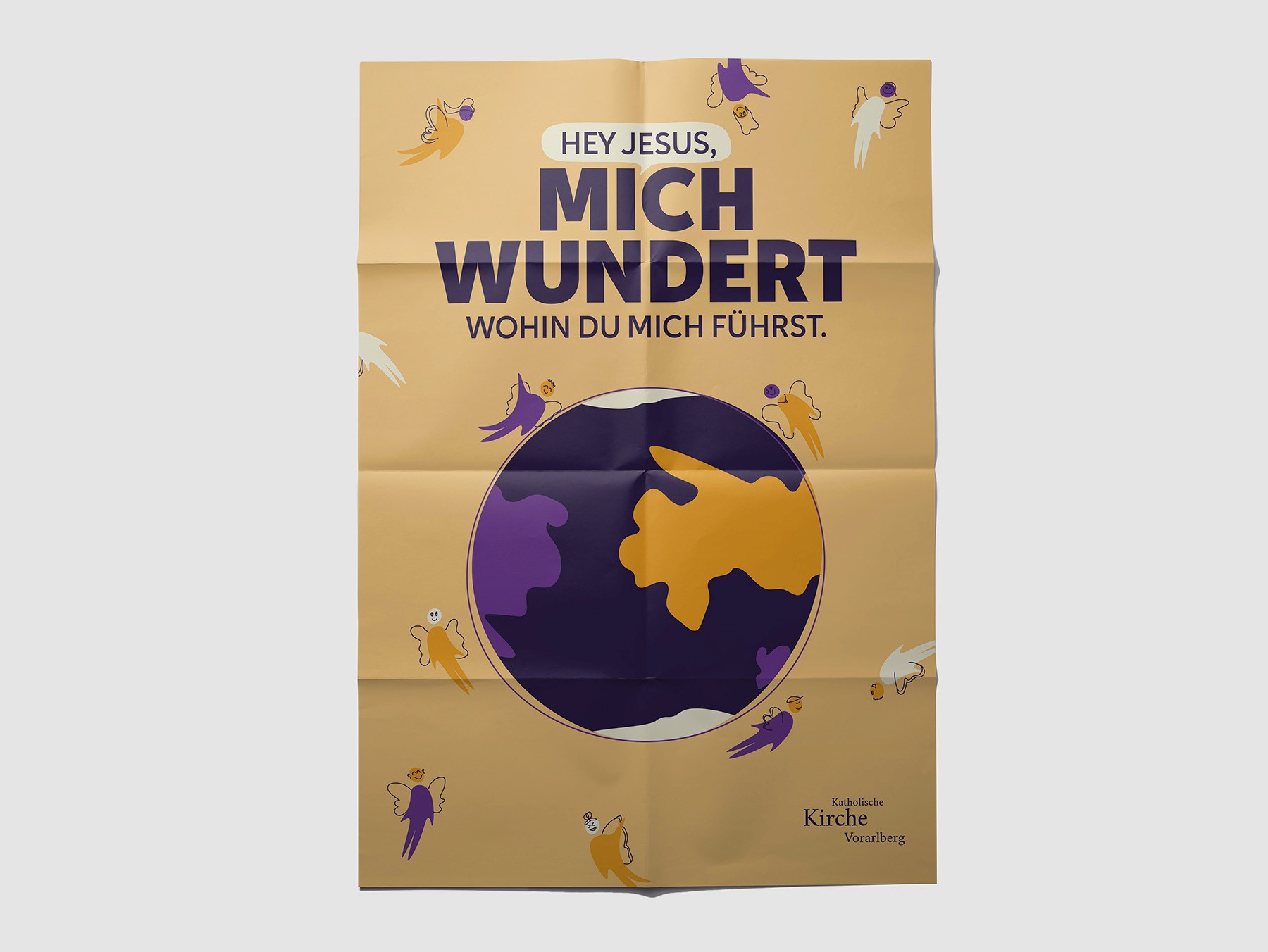 Faltplakat mit Aufdruck