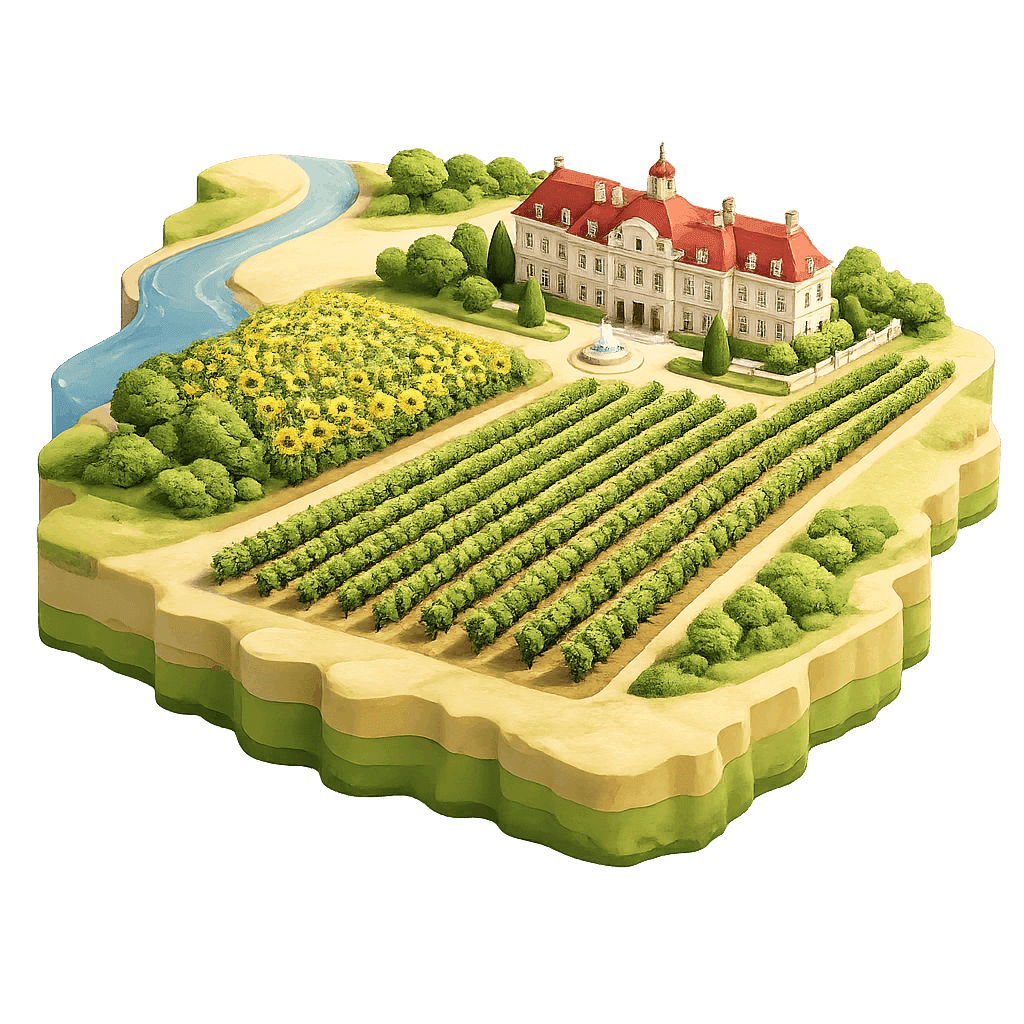 Artistic illustration of the Južnoslovenská wine region.