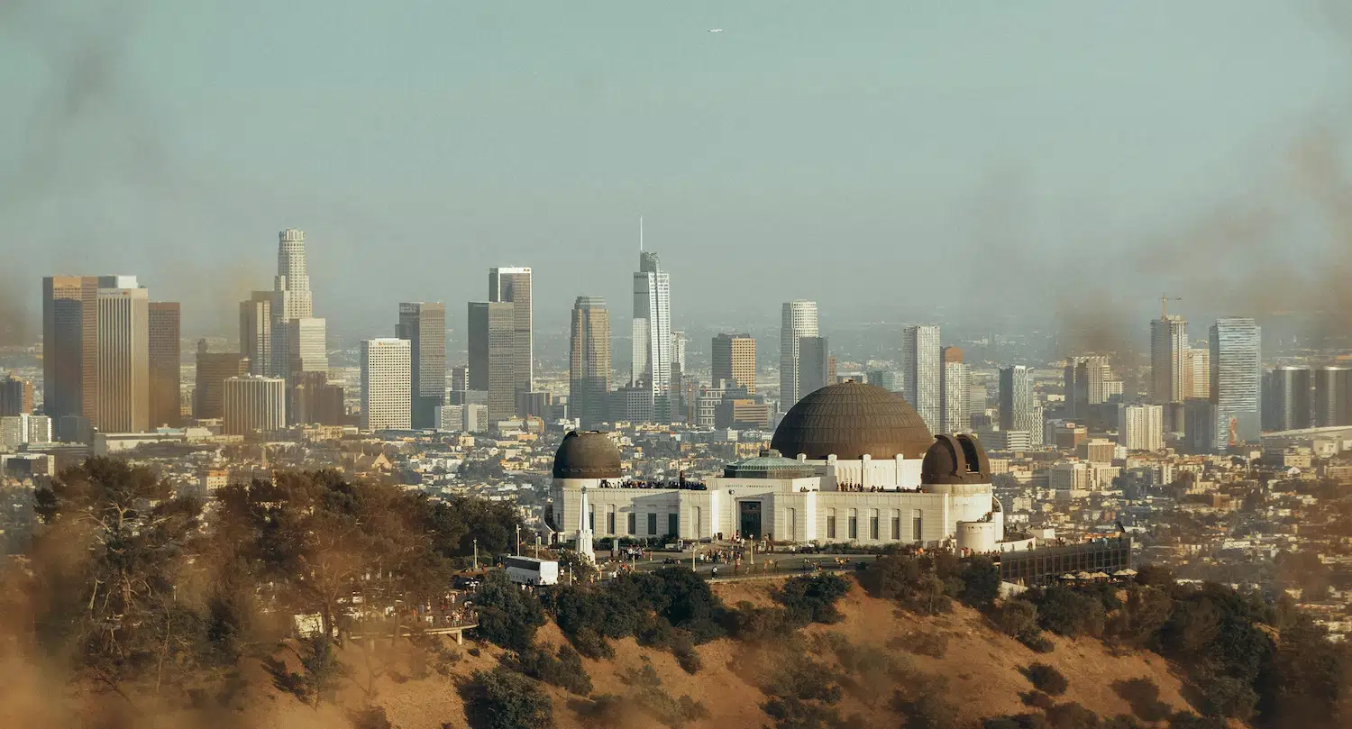 View of Los Angeles skyline and Griffith Observatory representing a supportive space for gender exploration therapy and identity affirmation in LA.