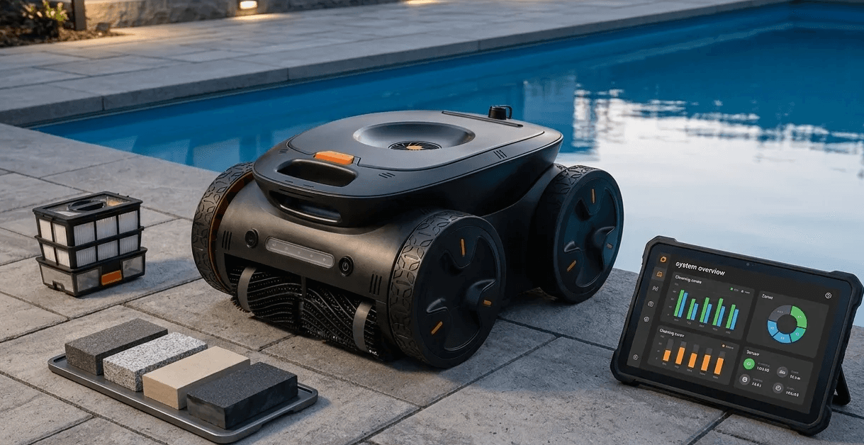 Purily Hydro robotic pool cleaner with integrated smart cleaning features