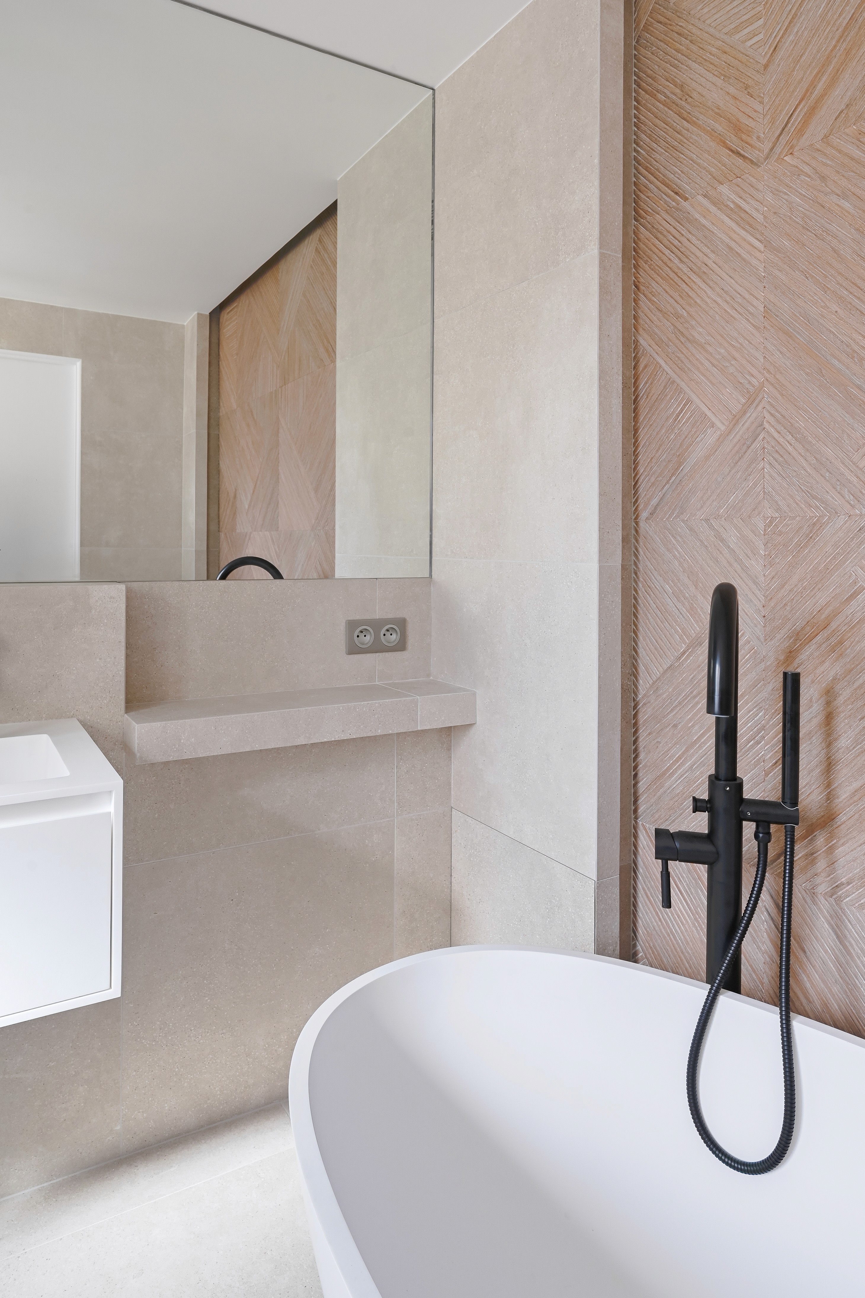 Dark theme bedroom with sunlight and modern bed