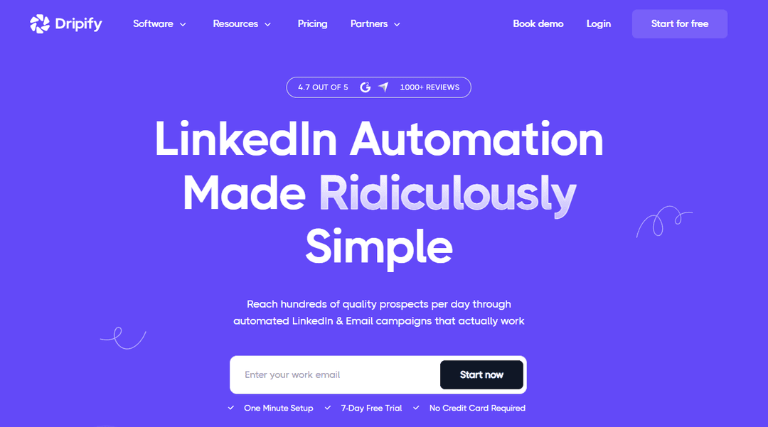 Dripify homepage presenting its prospecting automation tool
