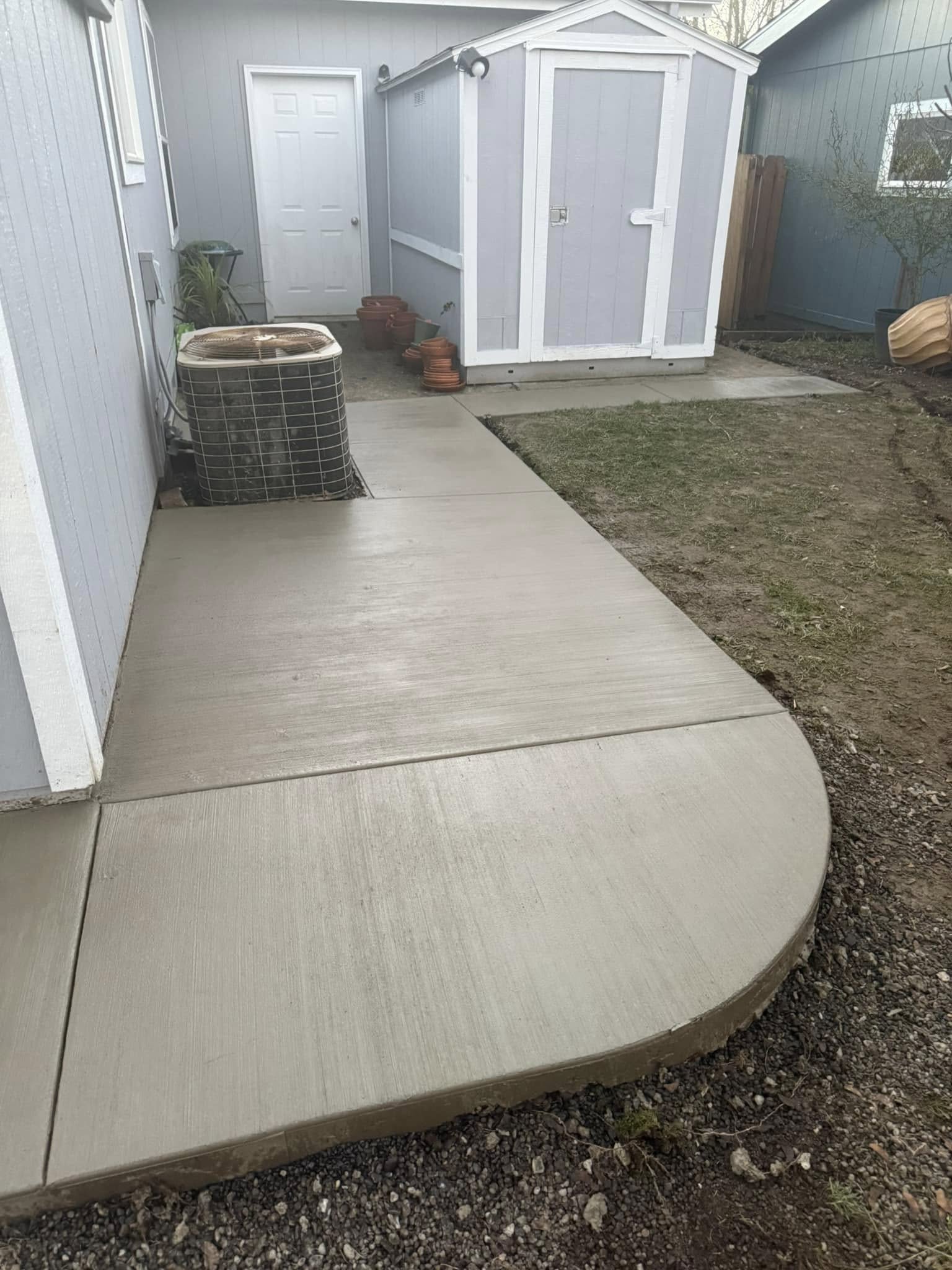 Freshly poured concrete sidewalks in Oregon City for residential home