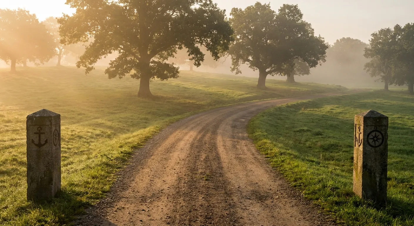 Sunlit path through misty woods, signifying RockN' Socials Digital Marketing.