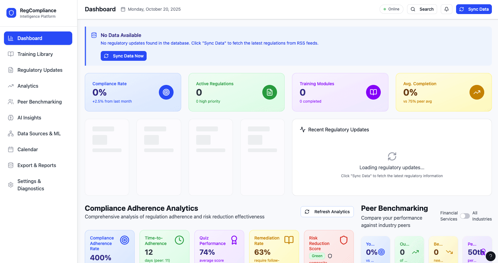 Compliance training dashboard in Skill Studio AI