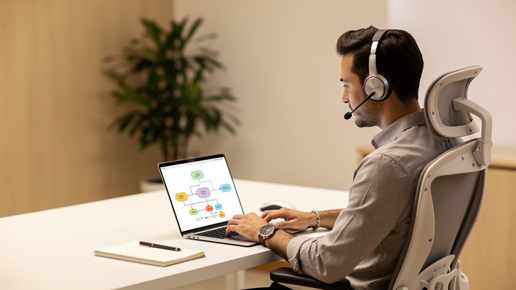 Professional using flexible framework on digital device