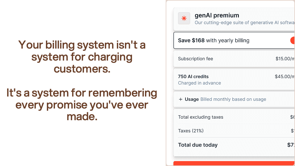 Your billing system isn't a system for charging customers.It's a system for remembering every promise you've ever made.