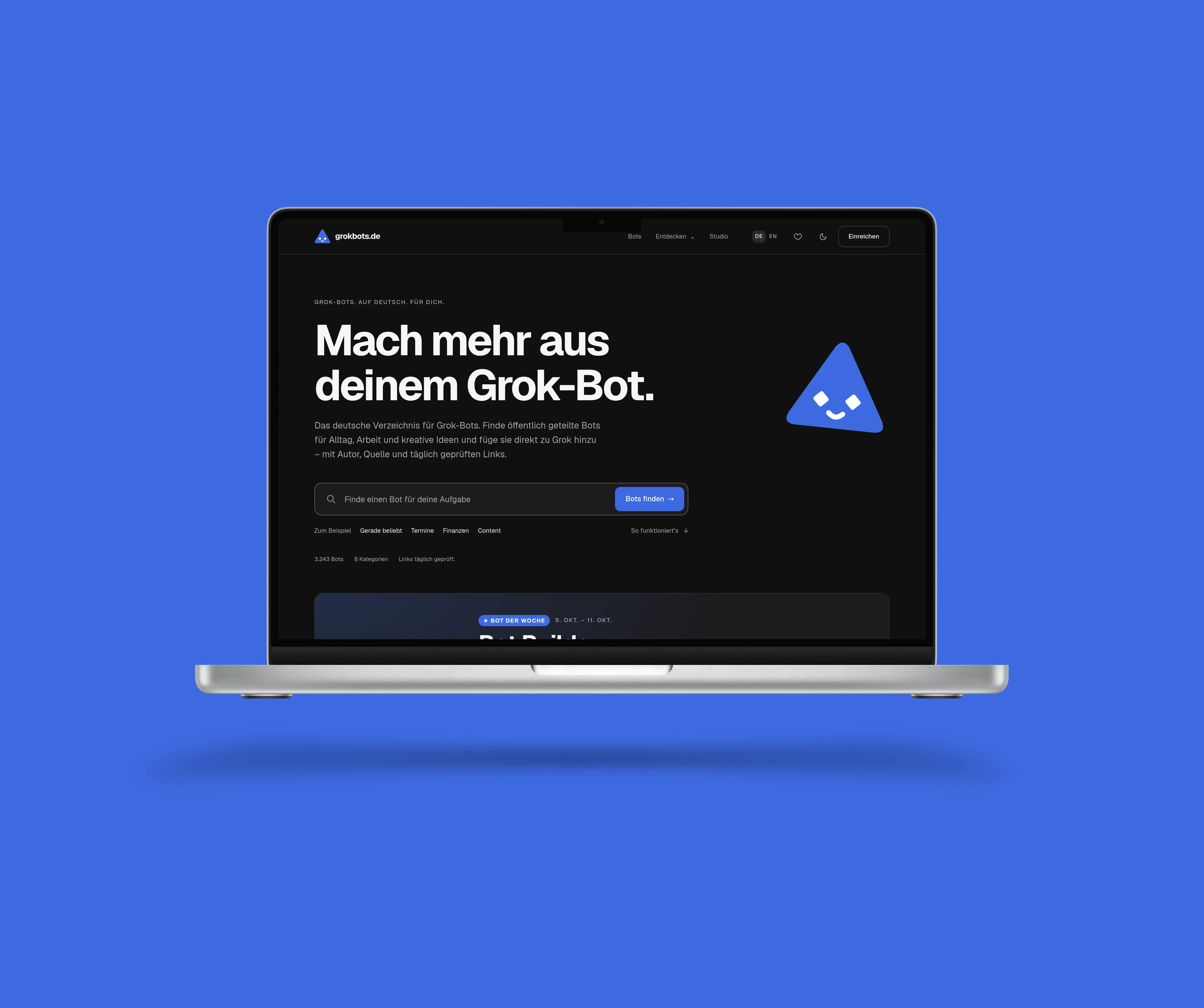 grokbots.de auf dem MacBook: deutsches Verzeichnis für Grok-Bots