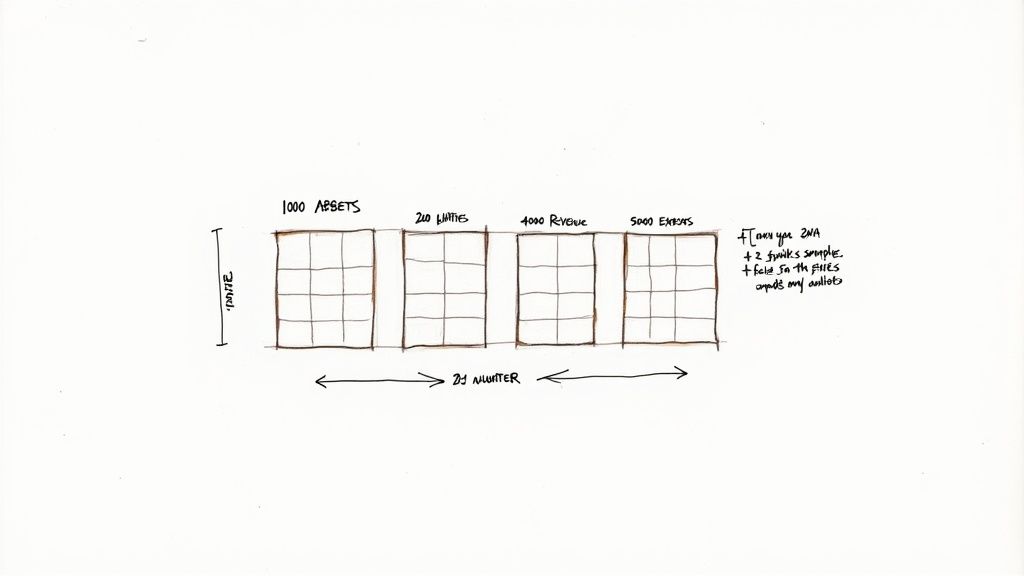 A person organizing numbered blocks, symbolizing a chart of accounts.