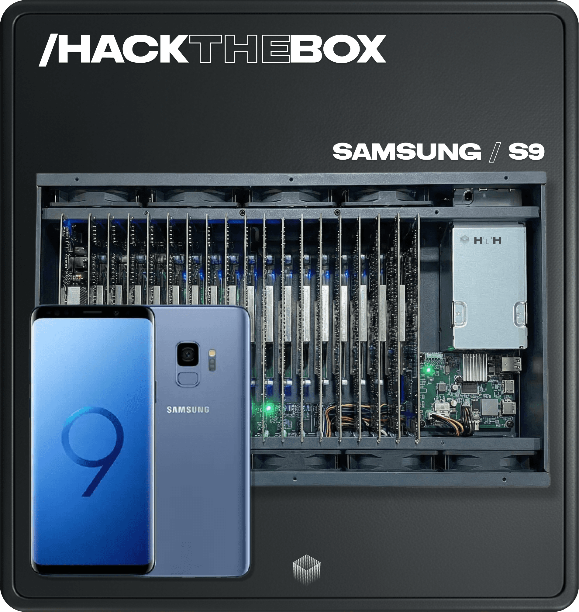 A person stands in a dark space with glowing, circular light patterns in orange and blue hues, creating a surreal and futuristic vibe.