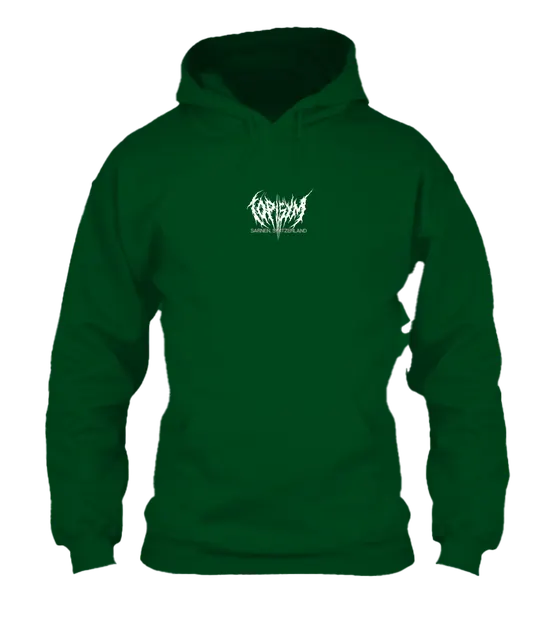 Hoodie Lifting Club weiss, Flaschengrün, Vorderseite