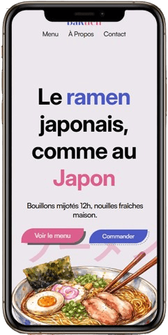 Exemple de site web sur smartphone