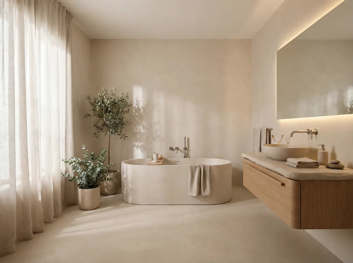 Reforma integral de baño moderno con bañera exenta