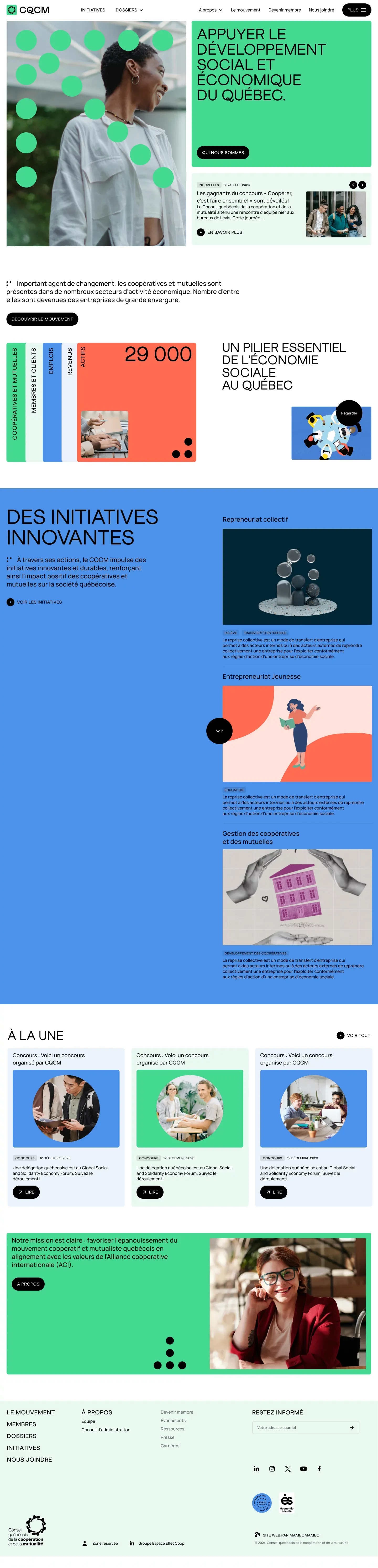 Appuyer le développement social et écono landing page screenshot showcasing Local Business design