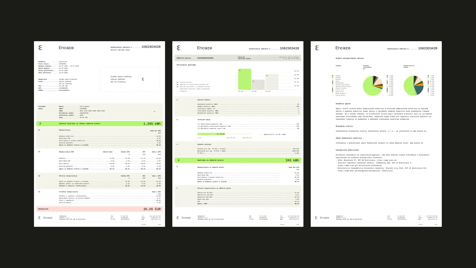 Encare invoices designed post launch to carry the system