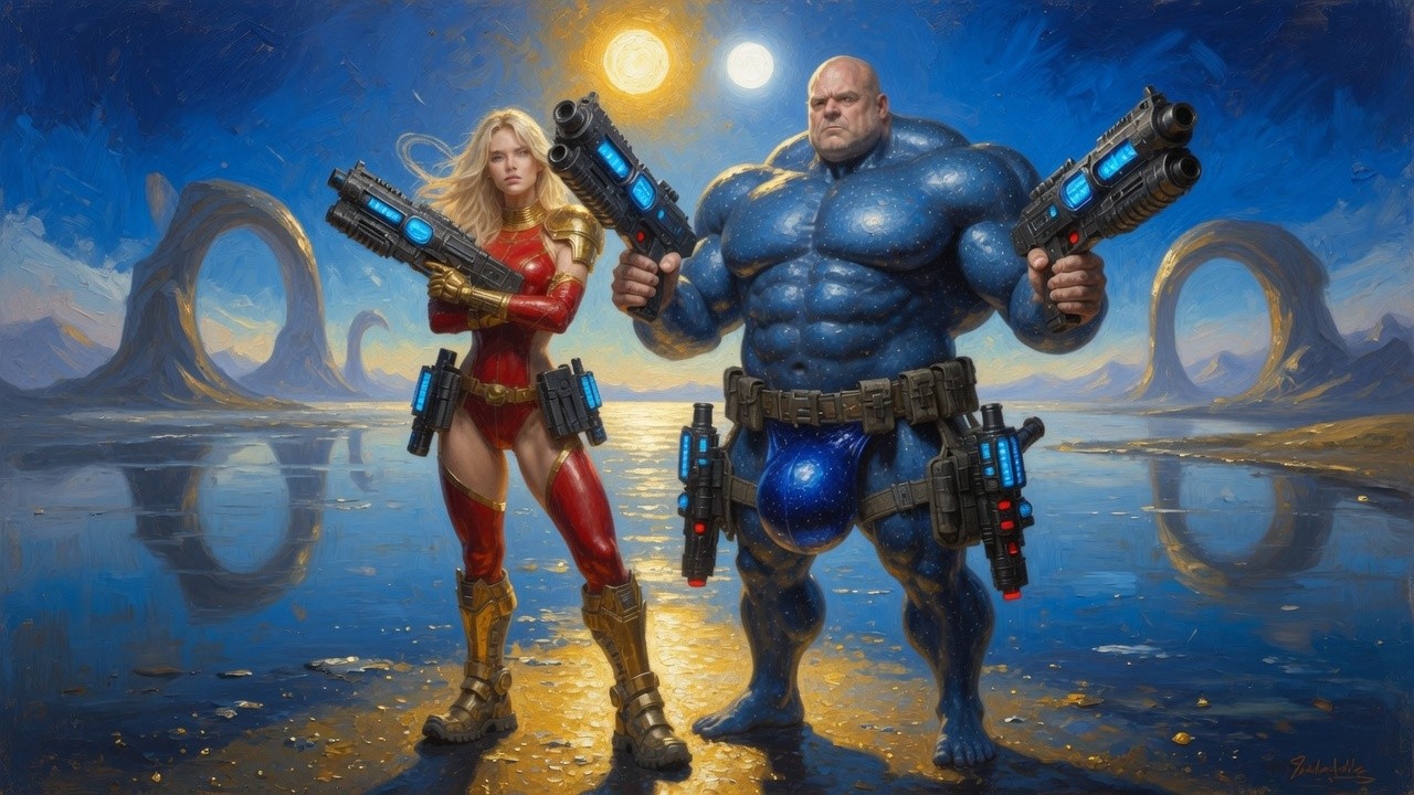 guns drawn, alien lake