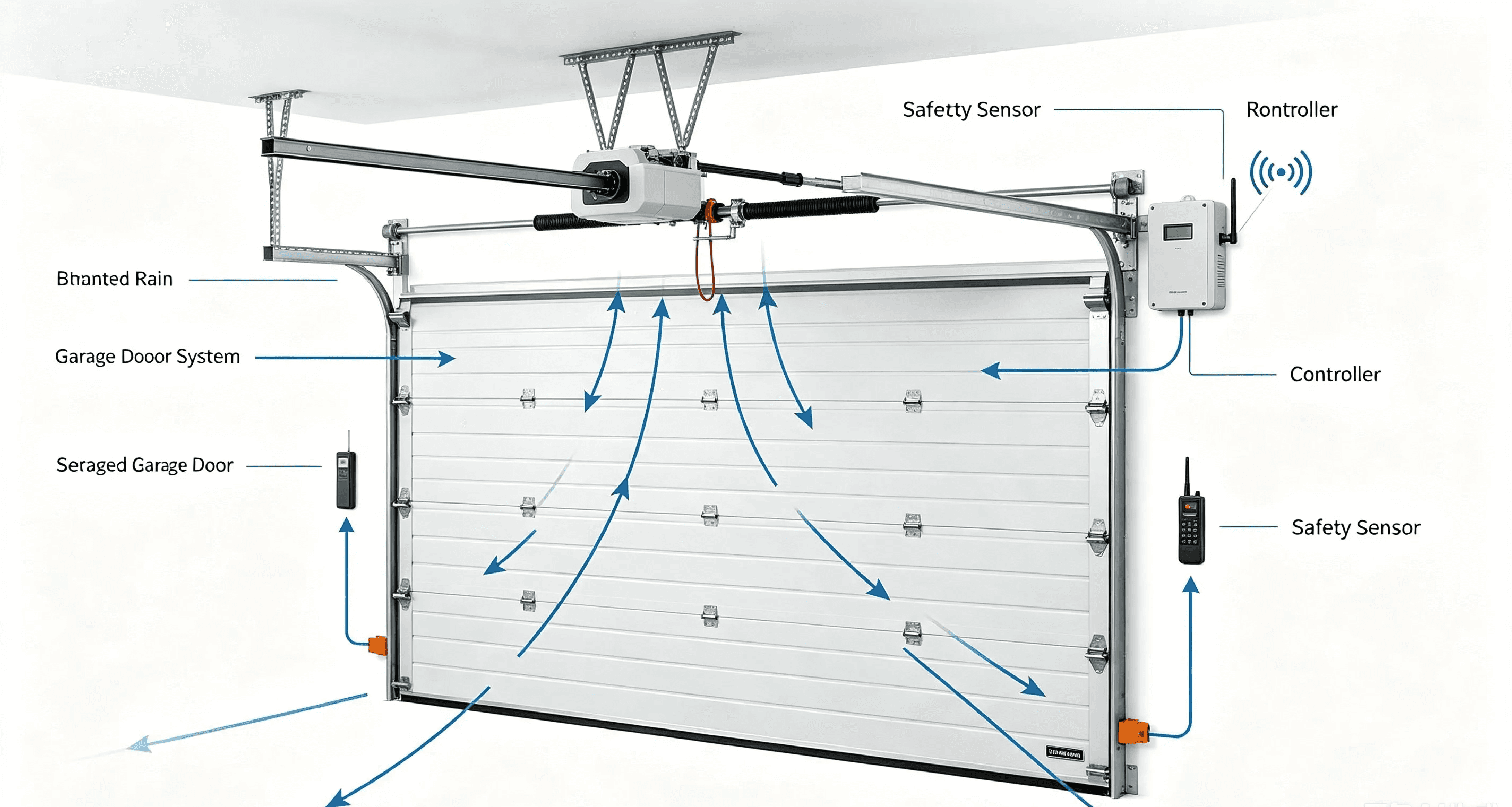 Diagram explaining how a garage door opener works