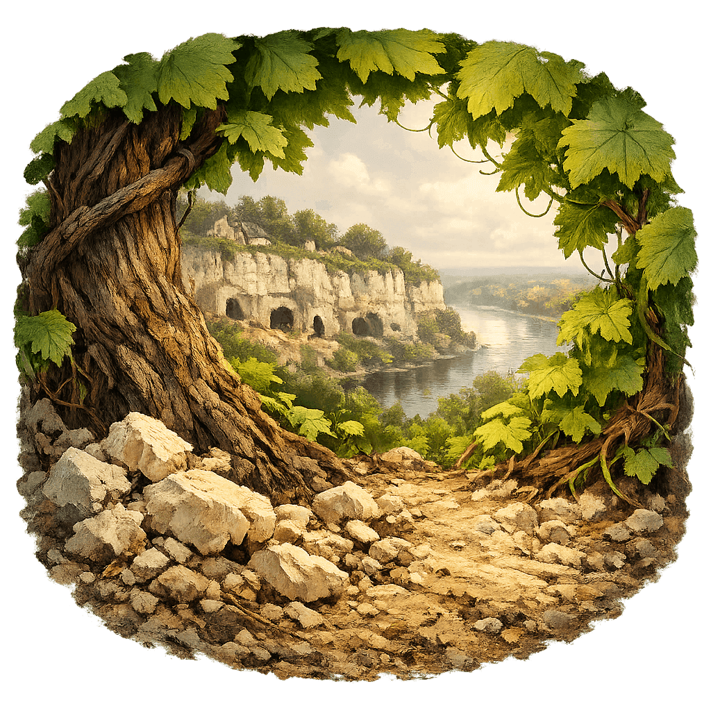 Detailed graphic of the Vouvray wine region.