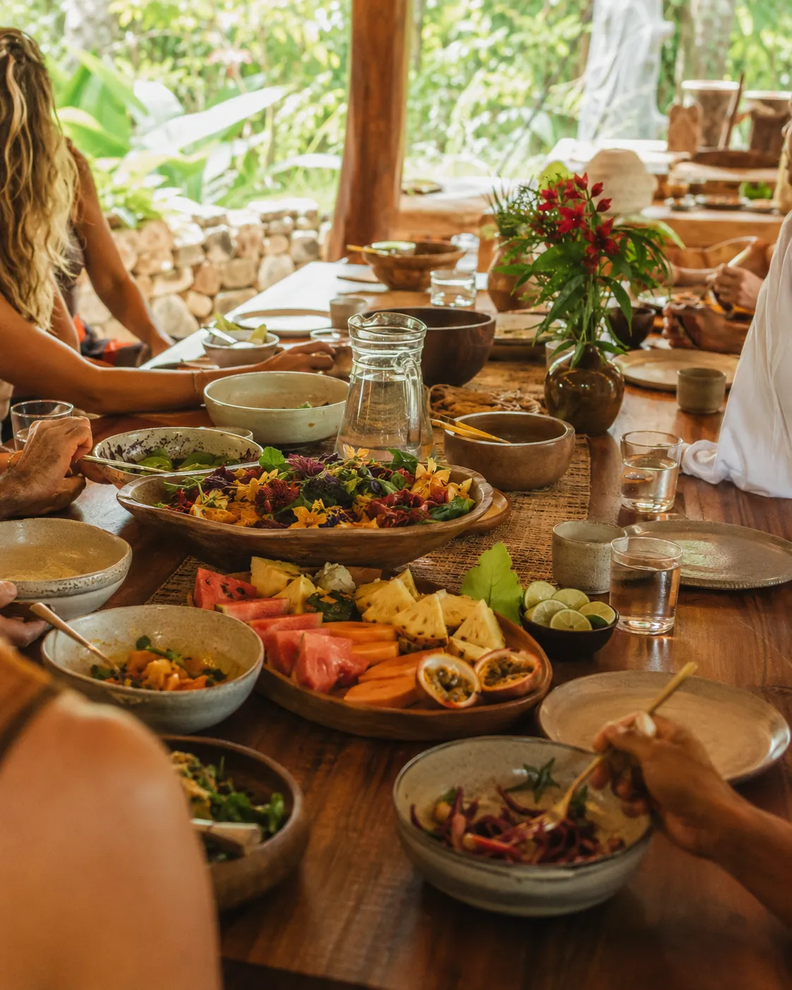 Participants sharing a nourishing meal during the Soul Journey retreat