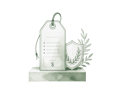 Price tag with shield