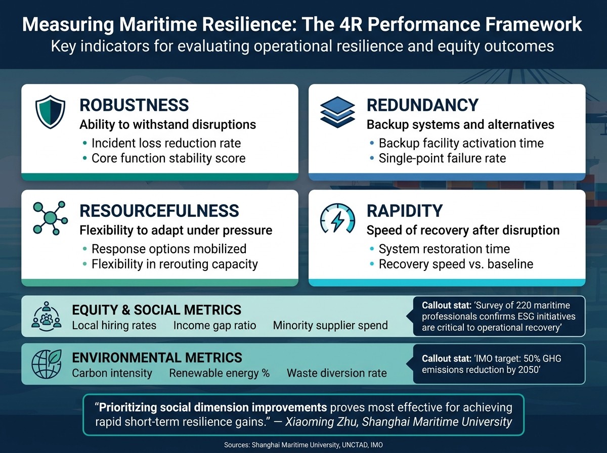 Maritime Resilience Governance: 4R Framework & Key Performance Metrics