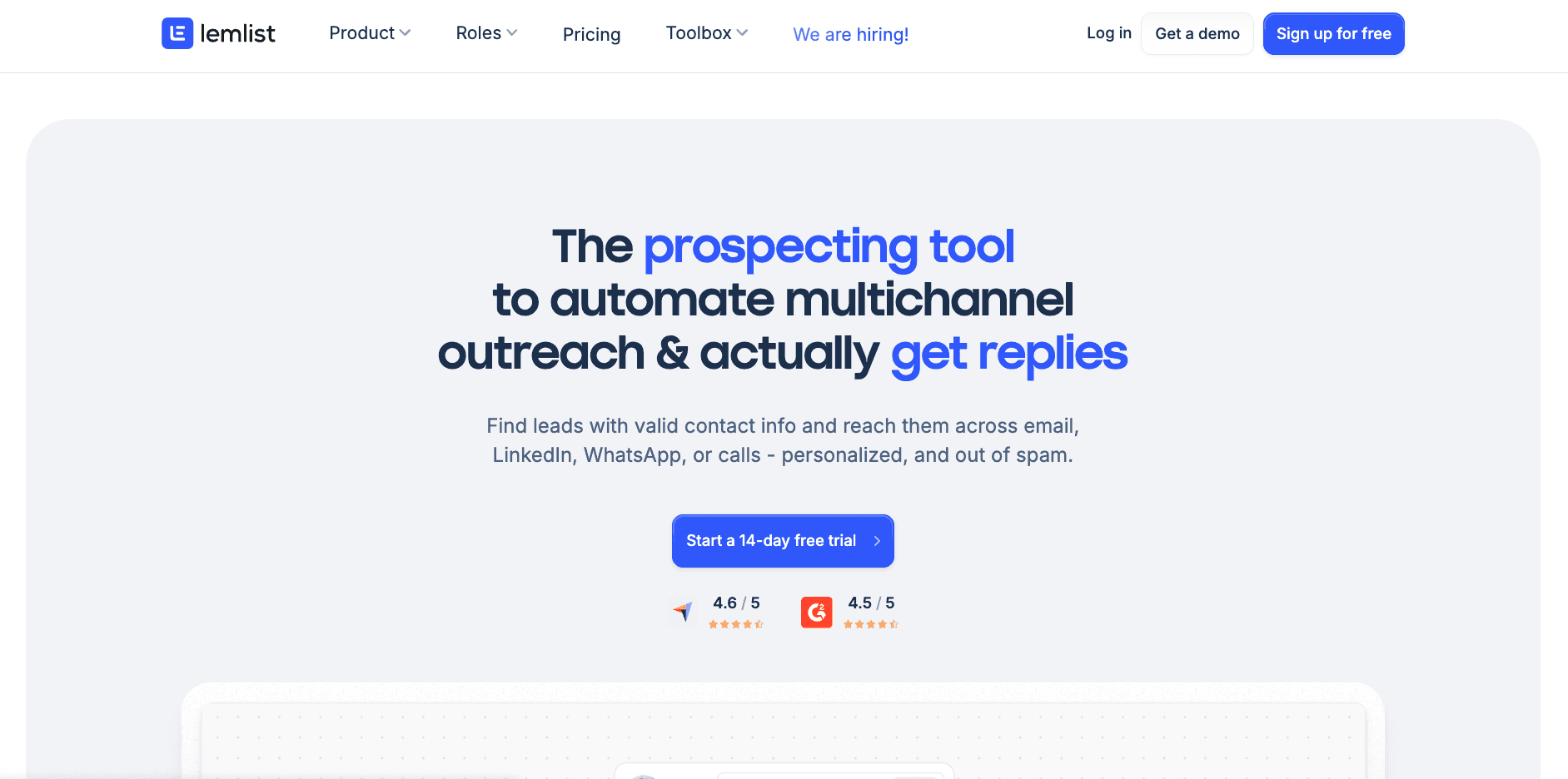 Lemlist homepage