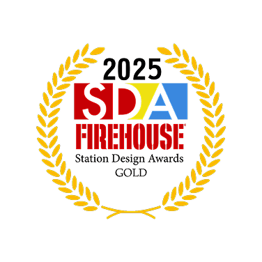 2025 Firehouse Station Design Awards SDA logo with Gold laurel wreath.