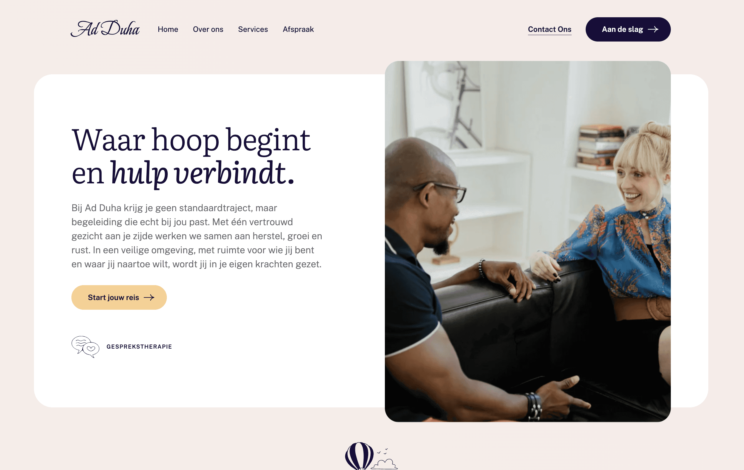 Homepage van Ad-Duha Hulpverlening