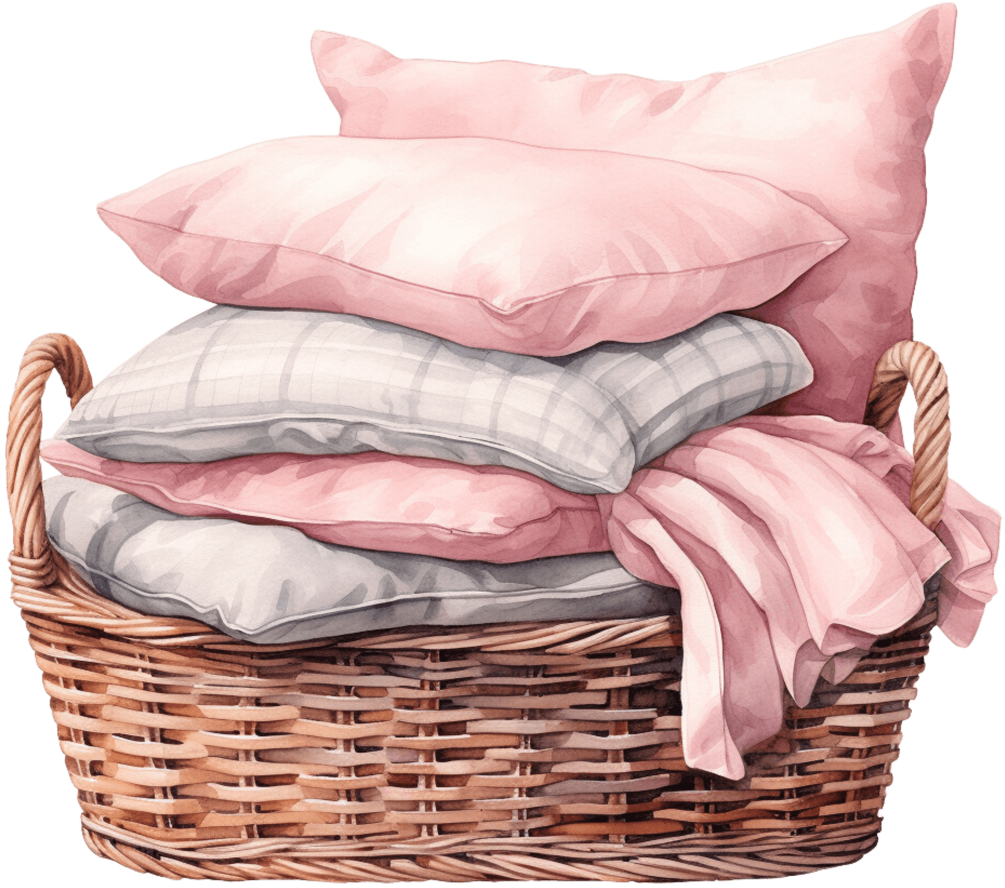 laundrey basket pillows linen