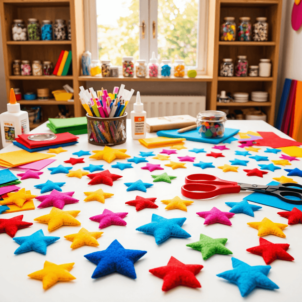 product photography of felt star shapes