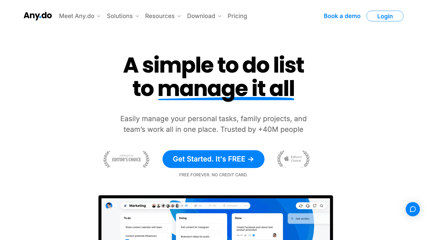 Any.do website screenshot
