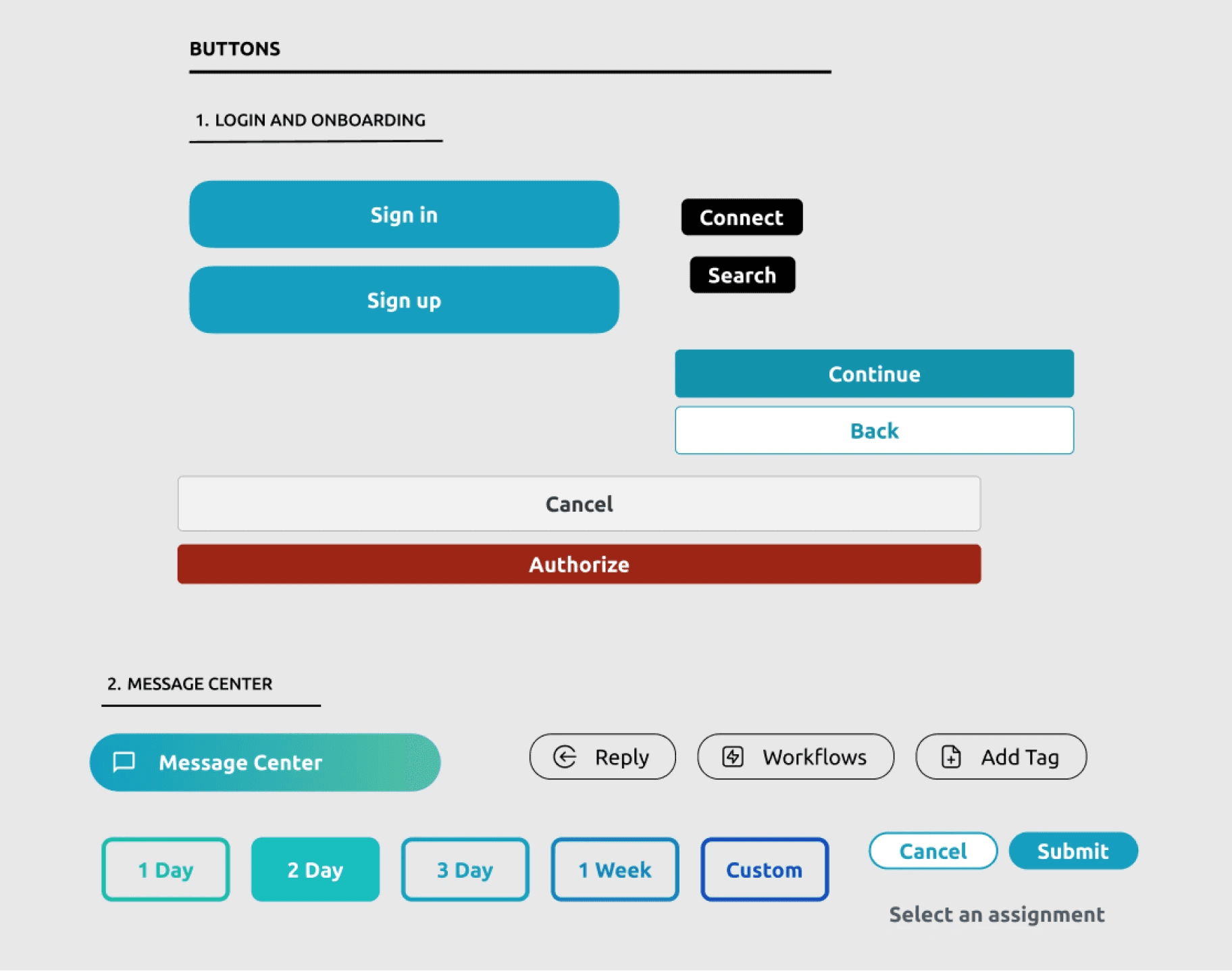 Previous design library showing inconsistencies