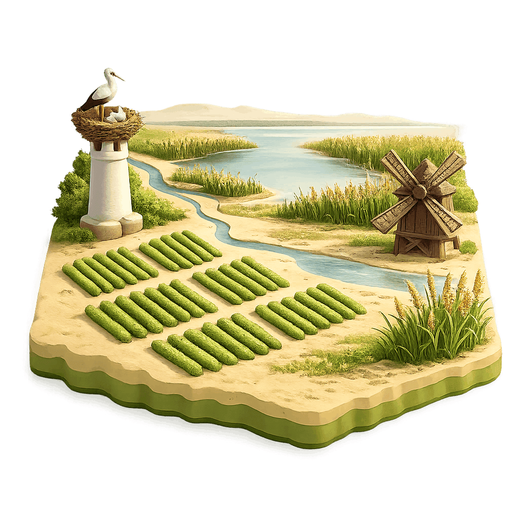 Artistic illustration of the Burgenland wine region.