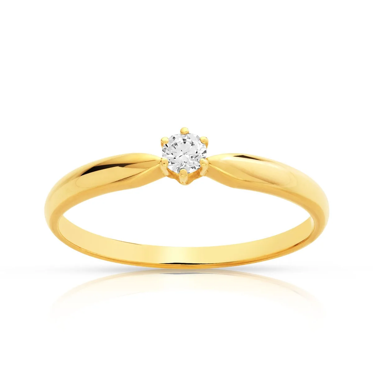 Solitaire en or jaune 750 serti de diamants