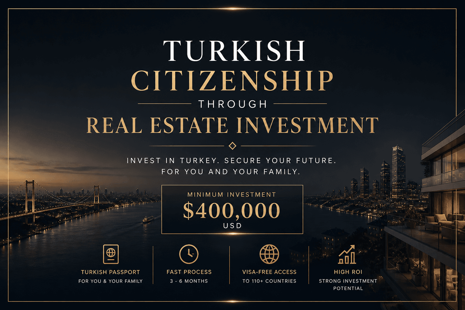 Turkish citizenship through real estate investment Istanbul luxury property $400000