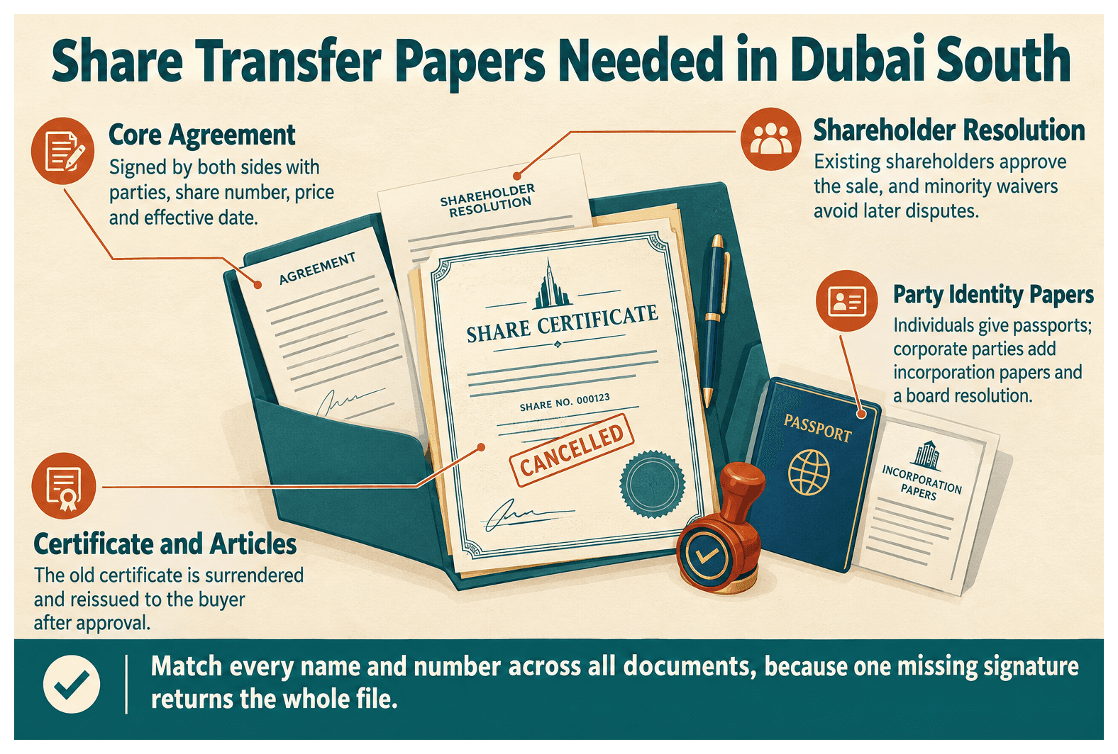 Infographic: What Documents Are Needed to Transfer Shares in Dubai South