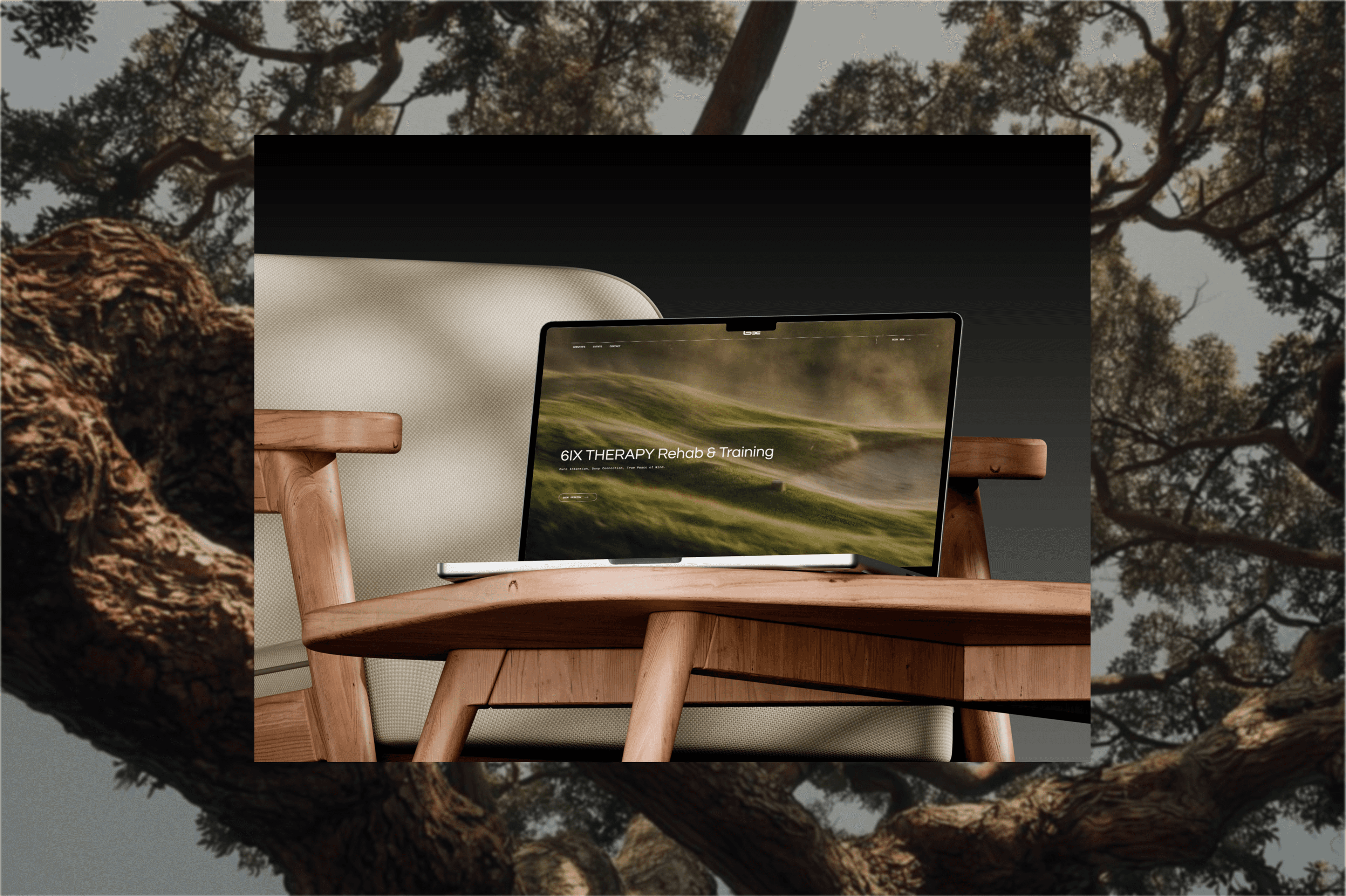 mockup of the website on a laptop