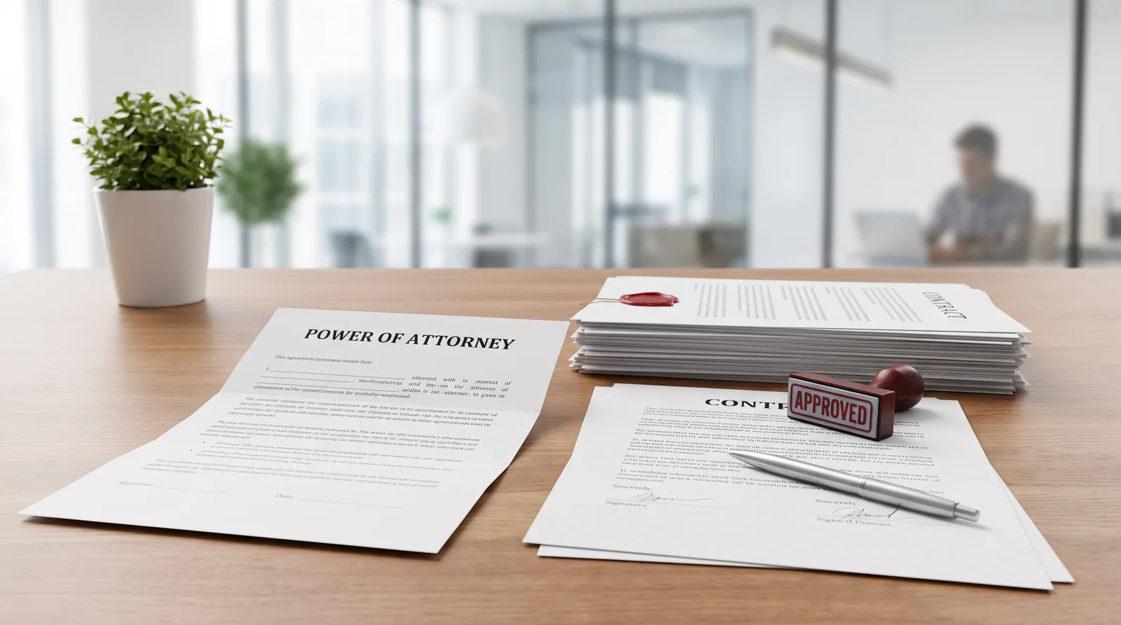 Using a Power of Attorney to Set Up Remotely beside an itemised cost breakdown, calculator and dirham notes