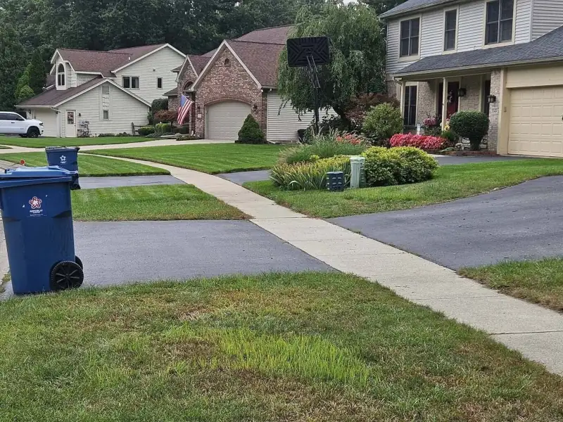 After: driveway and lawn cleared of junk