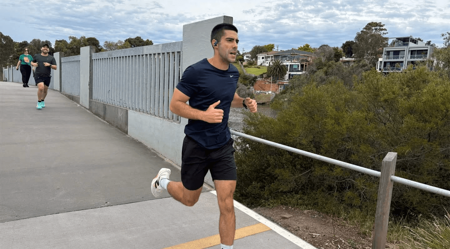Alex running outdoors
