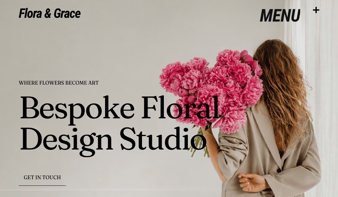 Flora&Grace is a Framer portfolio website template for photographers, flower designers, florists and creative businesses.