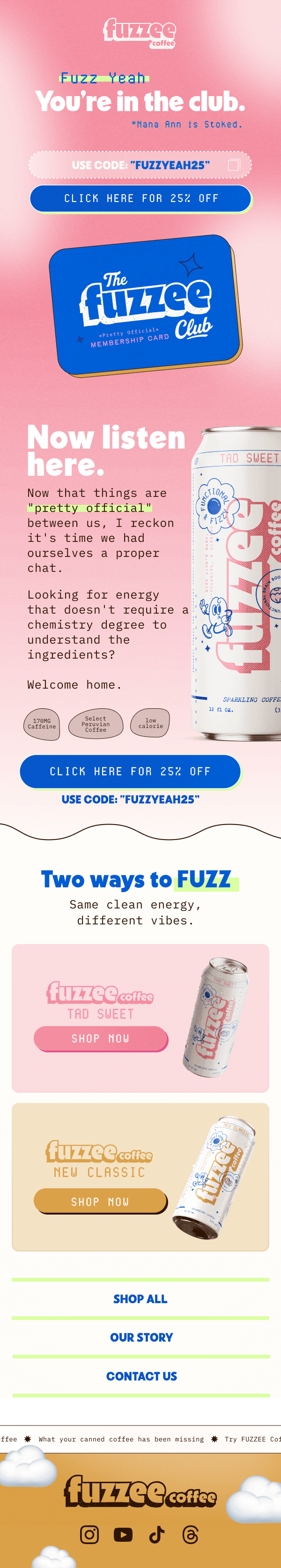 Fuzzee coffee email design
